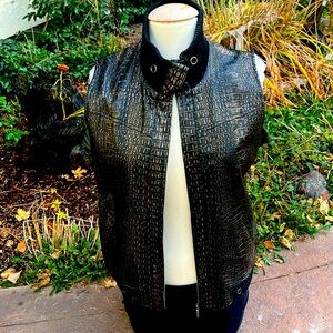 Black & Copper Reptile  Print  Collared Vest with Zipper